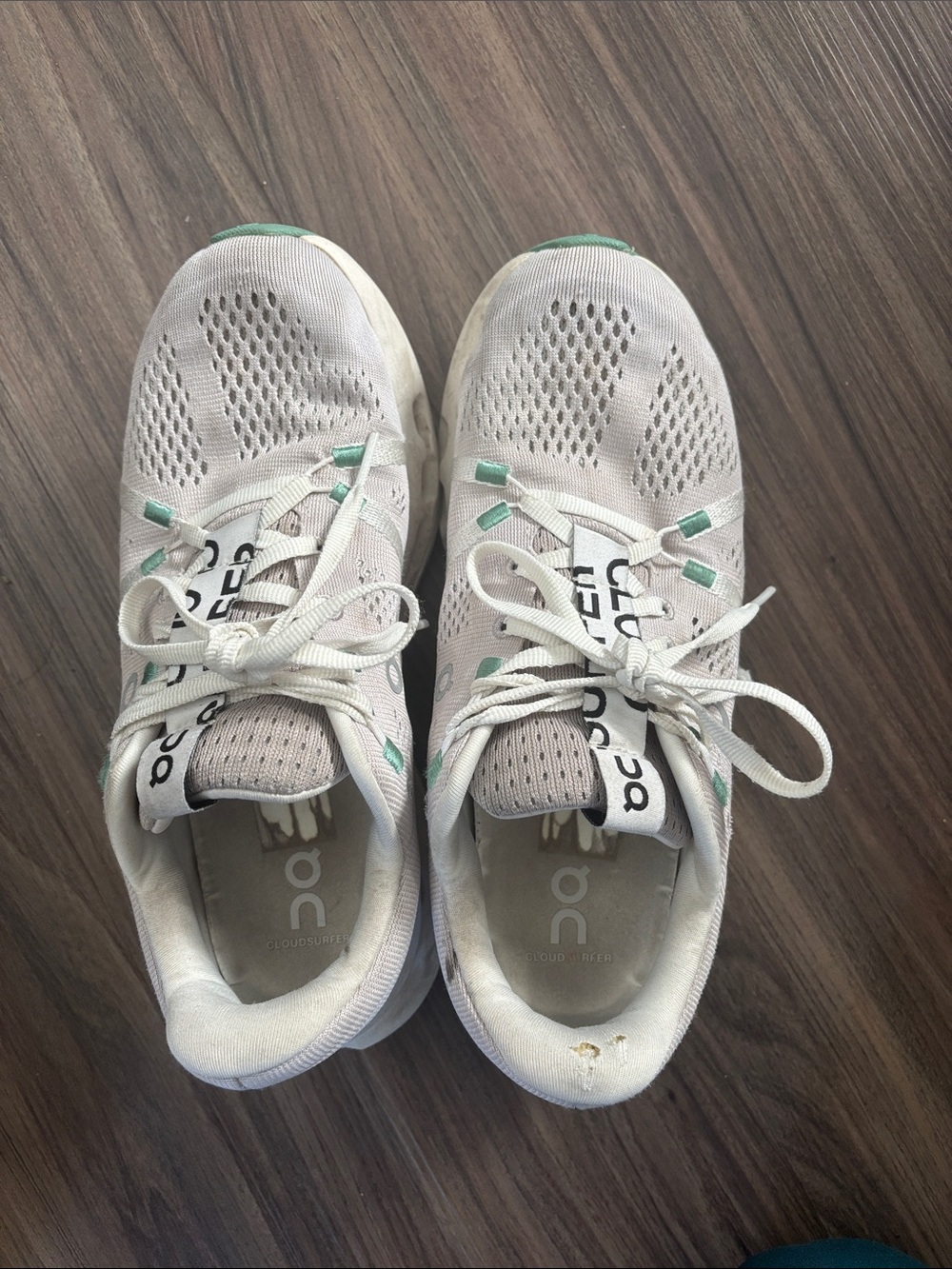 On Running Women's White and Mint Athletic Sneakers